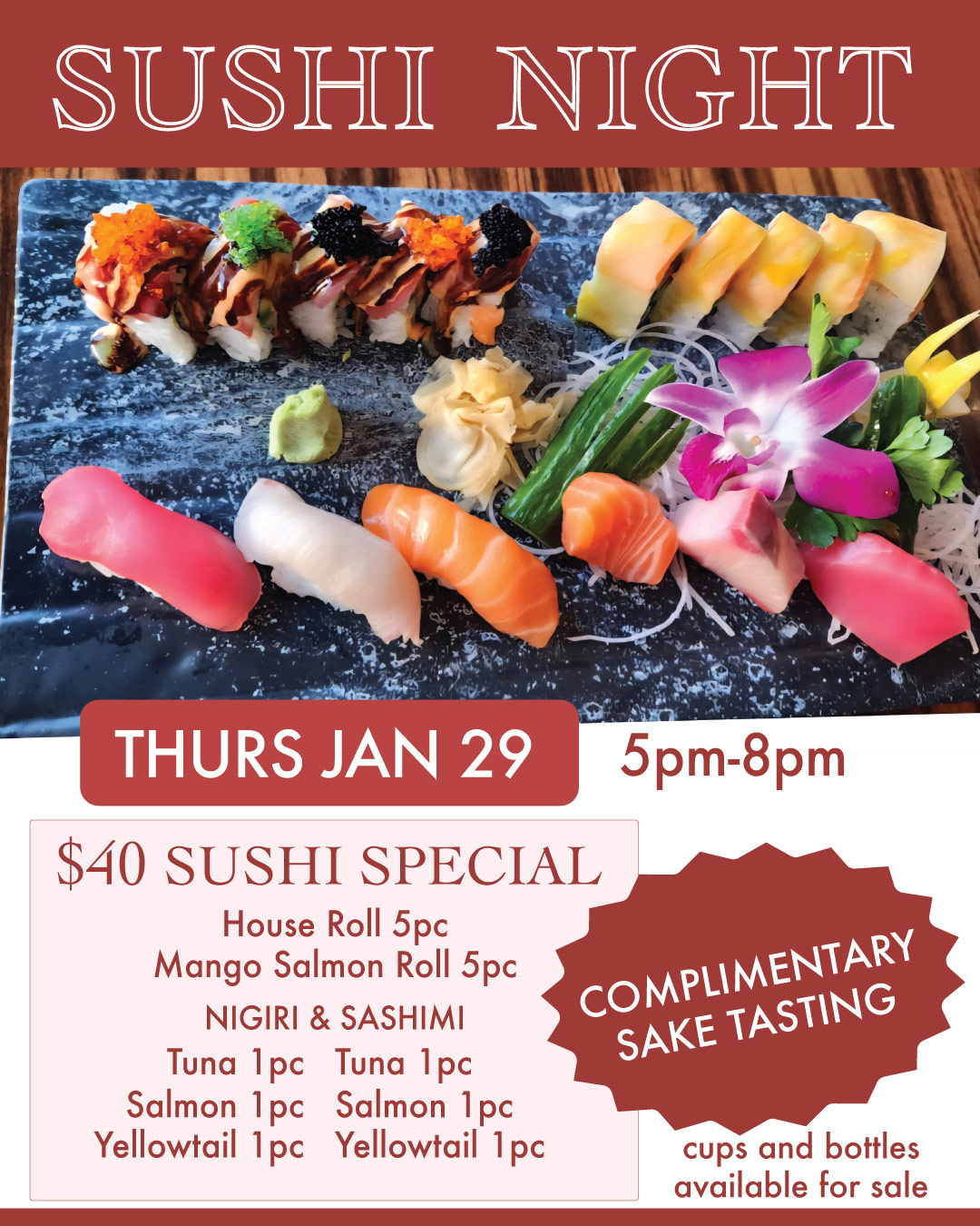 Sushi Night Thurs Jan 29